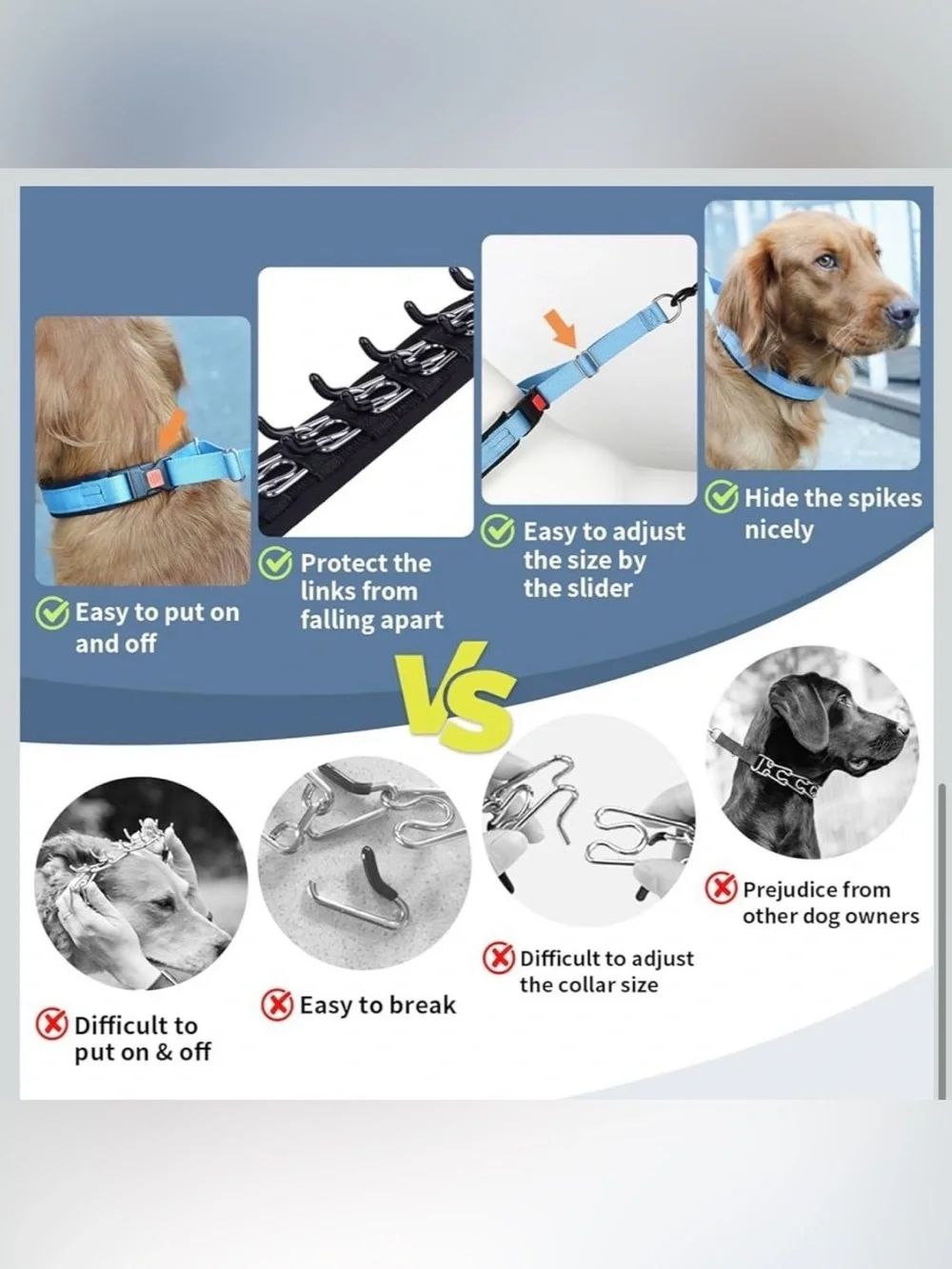 Mayerzon No Pull Dog Collar, Patented Martingale Collar for Small Medium Large D